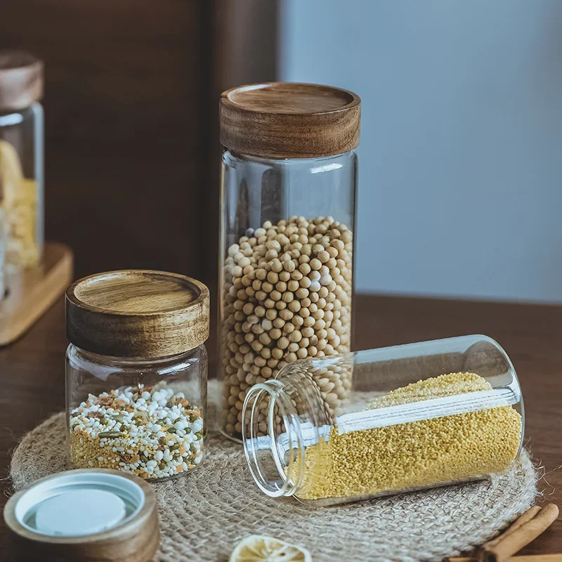 Wood Lid Orgnizer Glass Airtig - Food Storage Glass Container Set recension och pris