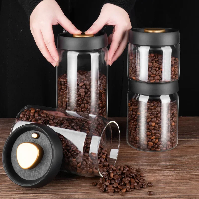 Coffee beans vacuum sealed jar - Food Storage Glass Container Set recension och pris