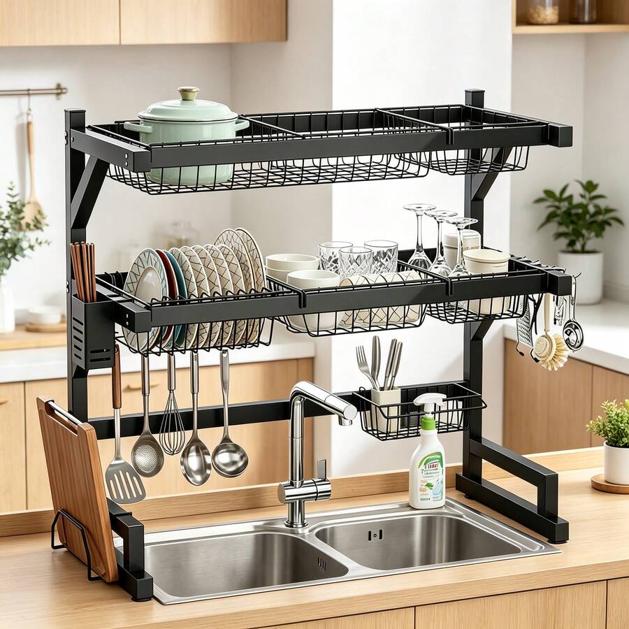 2-Tier Kitchen Over Sink Dish  - Food Storage Rack recension och pris
