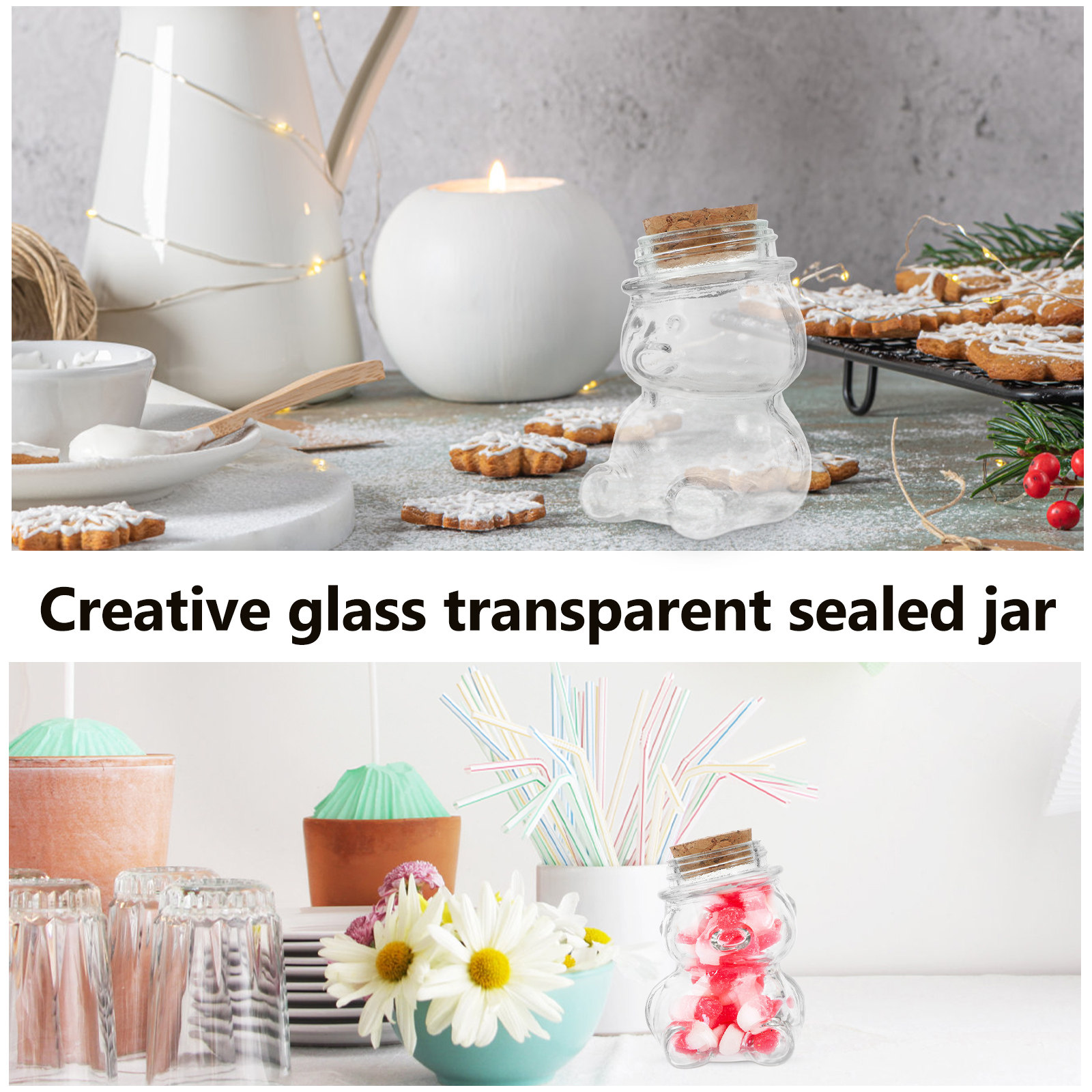 4Pcs Glass Candy Jar Set Trans - Food Storage Glass Container Set recension och pris