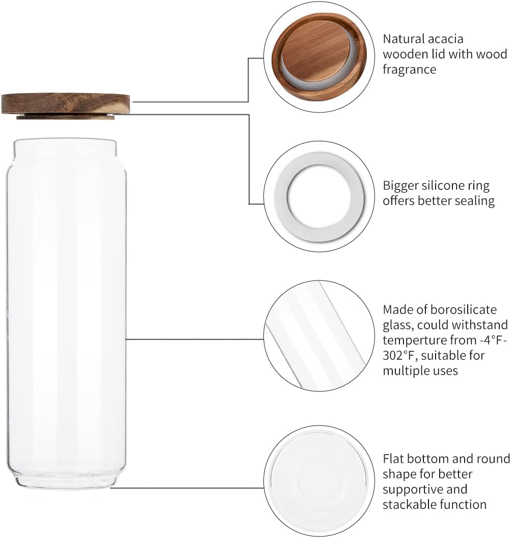 4 Pack 34 OZ Glass Jars with W - Food Storage Glass Container Set recension och pris