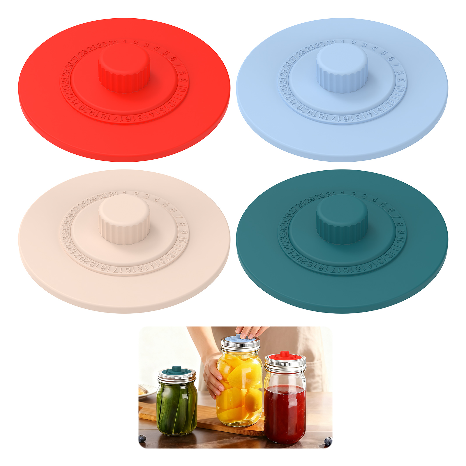 4 Pcs Silicone Fermentation Li - Mason Jar Wide Mouth recension och pris