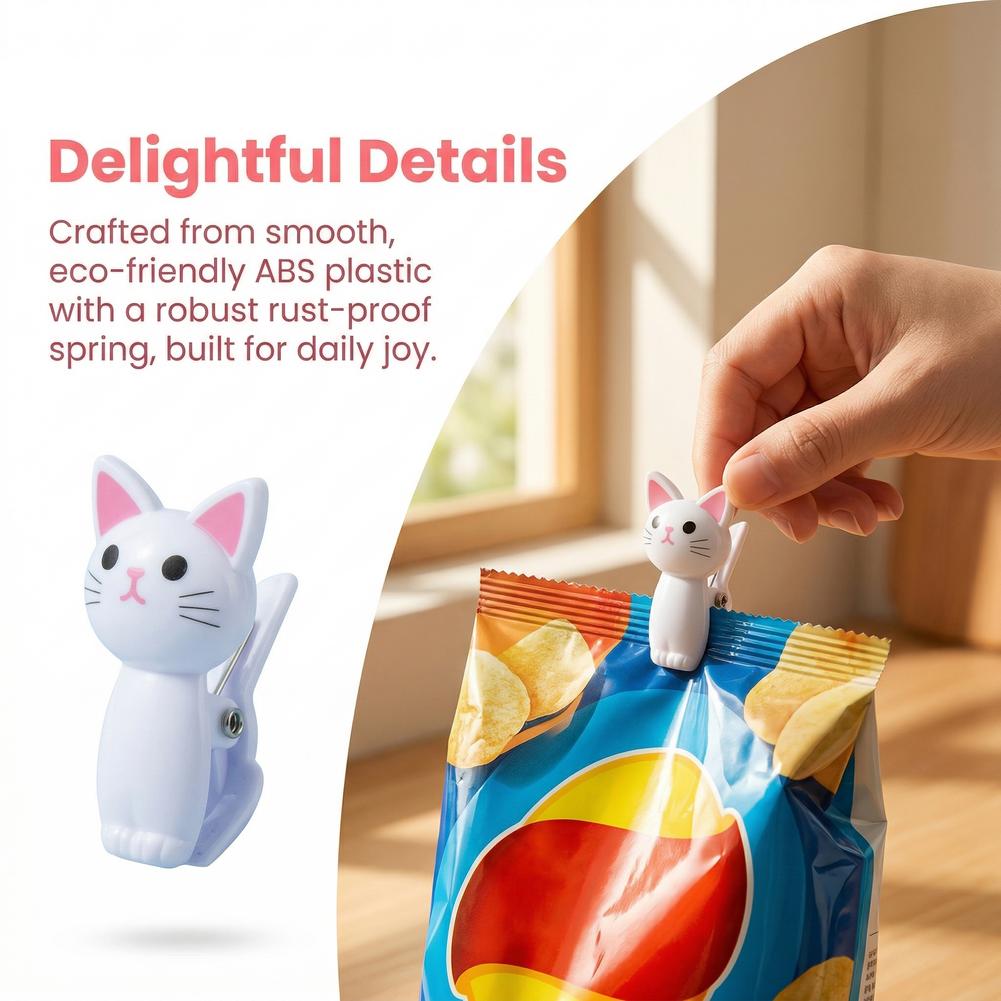 Cute Cat Shaped Bag Clips Reus - Food Storage Bags Reusable recension och pris