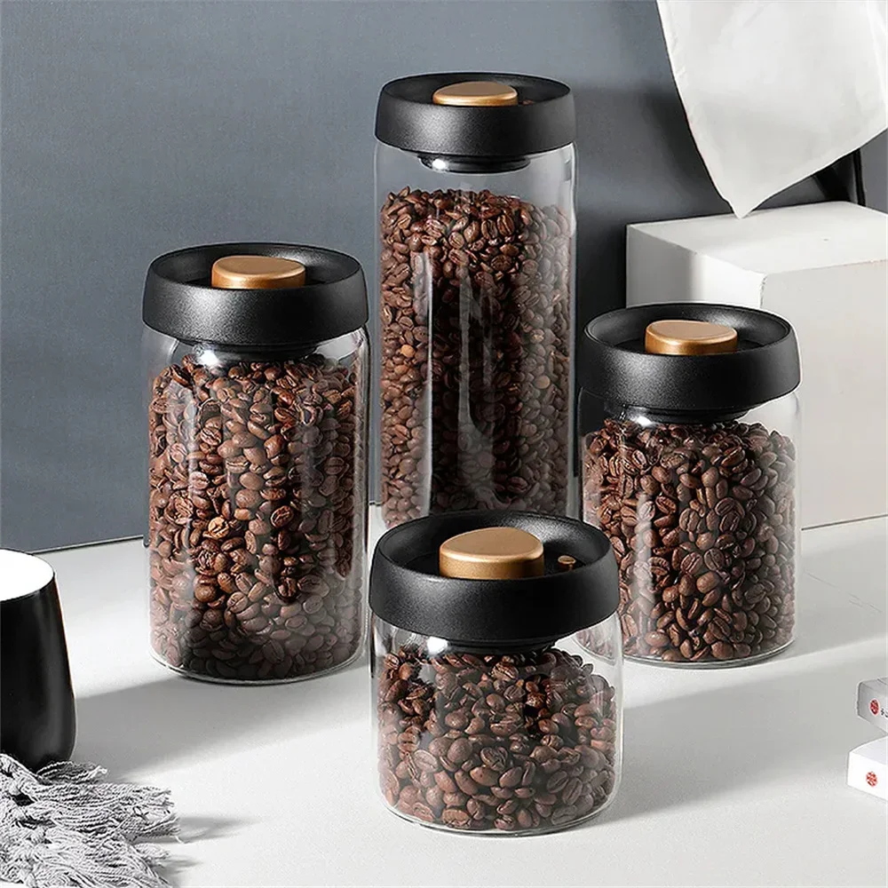 Coffee Beans Vacuum Sealed Tan - Food Storage Glass Container Set recension och pris