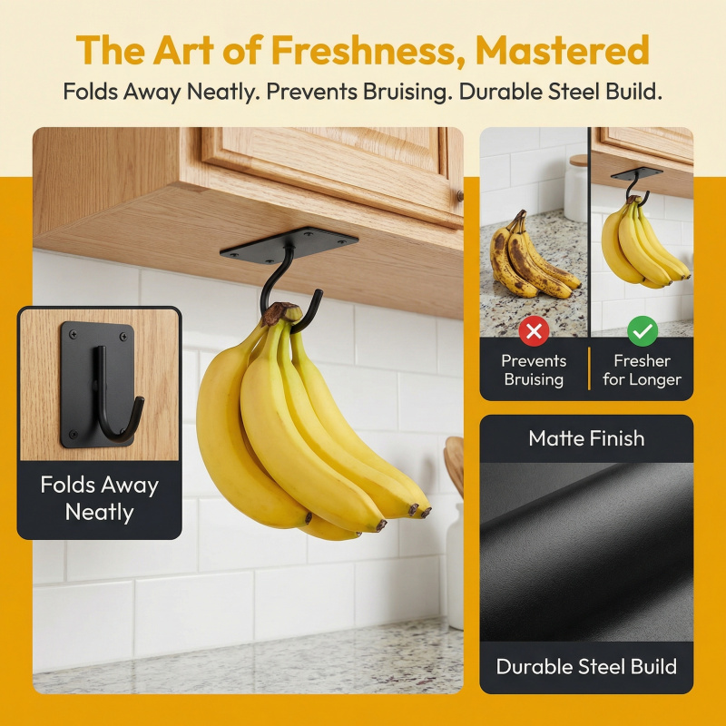 Black Metal Self-Adhesive Bana - Food Storage Kitchen Cabinet recension och pris