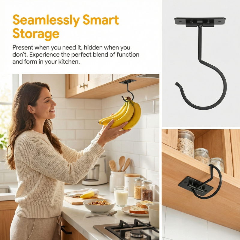 Black Metal Self-Adhesive Bana - Food Storage Kitchen Cabinet recension och pris